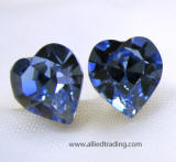 item # ar571 swarovski crystal heart stud earrings, 8mm x 9mm