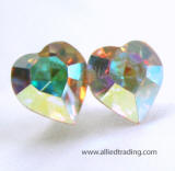 swarovski heart stud earrings, 8mm x 9mm