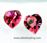 swarovski heart earrings, rose 6 X 7mm