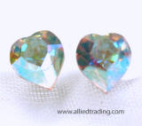 swarovski heart shaped stud earrings, 6 x 7mm