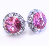 AR606 Swarovski Bezel Set Earrings, 15mm