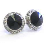 AR607 15MM SWAROVSKI STUD EARRINGS WITH CRYSTAL CHANNEL