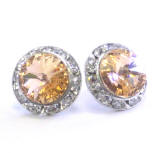 AR611 15mm Swarovski Stud With Crystal Channel Earrings, www.alliedtrading.com