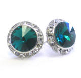 AR616 15mm Swarovski Stud With Crystal Channel Earrings