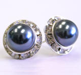 AR619 Swarovski Crystal Pearl Stud Earrings, 15mm