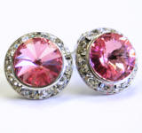 15mm swarovski rondelle stud earrings, light rose color