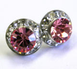 AR65 swarovski chaton or rivoli stud earrings, 8mm