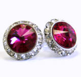 swarovski fuchsia stud earrings