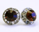 AR73 smoked topaz swarovski chaton or rivoli stud earrings, 8mm in diameter