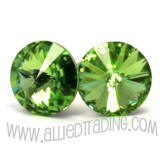 item # AR902 Swarovski Peridot Earrings. 8mm in diameter