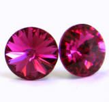 Swarovski Stud Earrings, Single Round Stones, 11mm