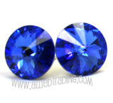 Swarovski Earrings, Sapphire, 14mm in diameter