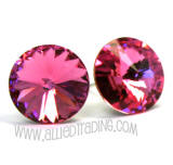 Swarovski Earrings, Rose, 14mm in diameter