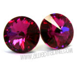 Swarovski Earrings, Fuchsia, 14mm in diameter