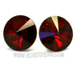 Swarovski Earrings, Siam, 14mm in diameter, allied trading, los angeles