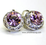 Swarovski Clip-on Earrings, Light Amethyst, 11mm in diameter