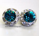 item # ARC106, Clip Earrings, Blue Zircon,11mm in diameter