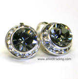 Black Diamond Swarovski Clip Earrings,11mm in diameter