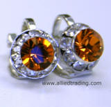 Swarovski Topaz Clip-On Earrings, 8mm in diameter