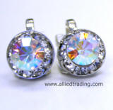 Crystal AB Clip-On Earrings, 8mm in diameter