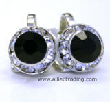 Clip On Earrings, Swarovski Jet, 8mm in diameter