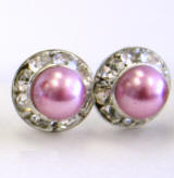 item # ARP8 Faux pearl stud earrings with crystal channel, 8mm