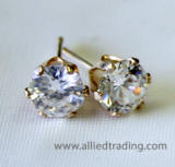 cubic zirconia stud earrings, 6mm