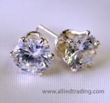 cubic zirconia silver stud earrings, 8mm, top earrings wholesale distributor allied trading
