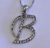 item # neb2, initial rhinestone pendent, letter b, 35mm high