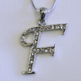 initial f swarovski crystal pendent, 35mm high