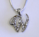 Initial Pendent, Rhinestone Initial W