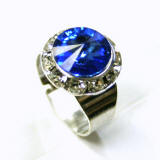 Sapphire swarovski rondelle ring, 15mm