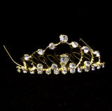 TAB101 Gold Plated Baby Tiara, High Quality Rhinestone