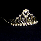 TAB104 Gold Plated Baby Tiara, High Quality Rhinestone