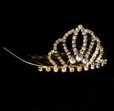 TAB105 Gold Plated Baby Tiara, High Quality Rhinestone